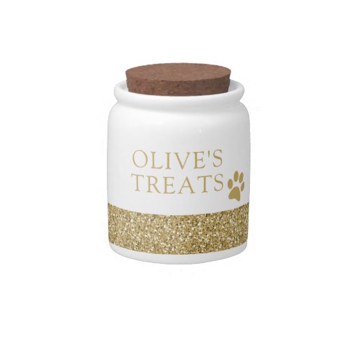 Yellow Gold Glitter Cat or Dog Treat Canister Jar
