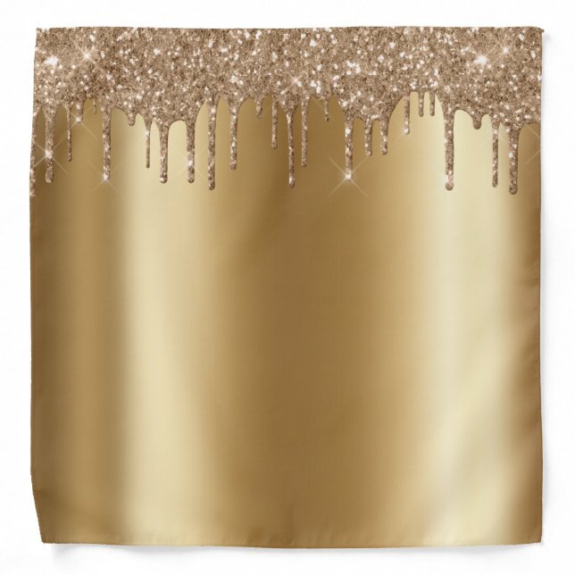 Yellow Gold Glitter Drips Metal Look Stylish Bandana (Front)