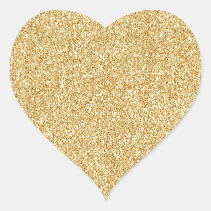 Yellow Gold Glitter Heart Sticker | Zazzle