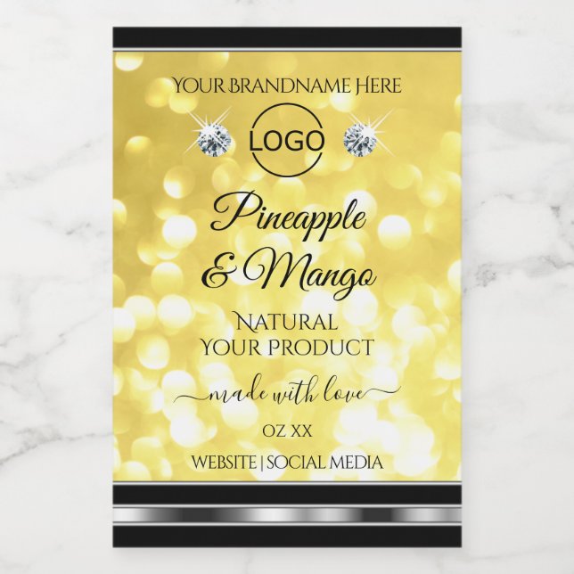 Yellow Gold Glitter Product Labels Diamonds Logo (Single Label)
