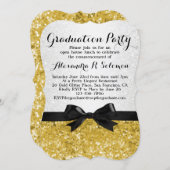Yellow-Gold Glittery Graduation Party Invitation (Front/Back)