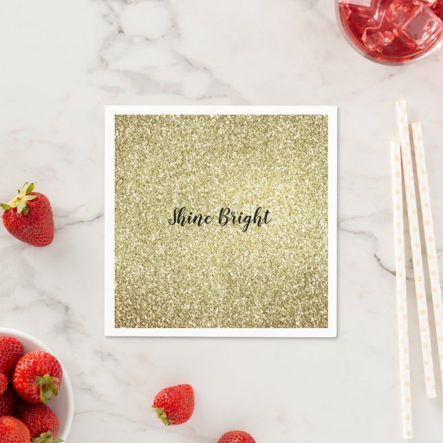 Yellow Gold Glitz Glitter        Napkins (Insitu)