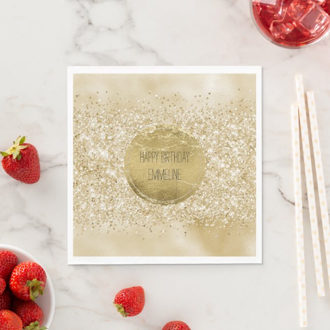 Yellow Gold Glitzy Glitter Napkins (Insitu)