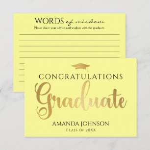 Yellow Gold Graduate Words of Wisdom Graduation Enclosure Card