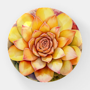 Yellow Gold Green Succulent Plant Dome Paperweight