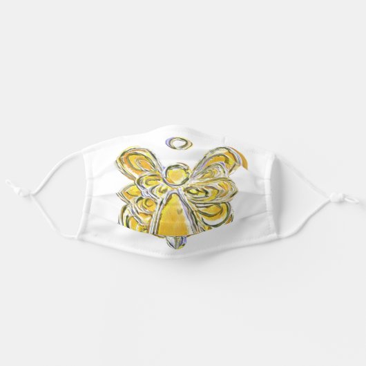 Yellow Gold Guardian Angel Art Custom Face Masks (Front, Unfolded)