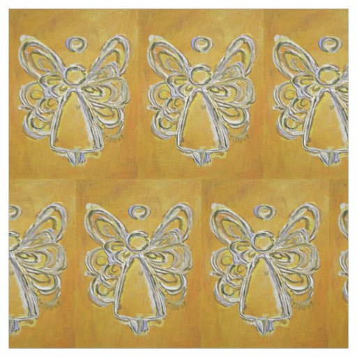 Yellow Gold Guardian Angel Art Fabric Material