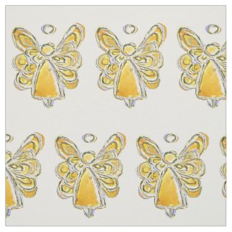 Yellow Gold Guardian Angel Art Fabric Material