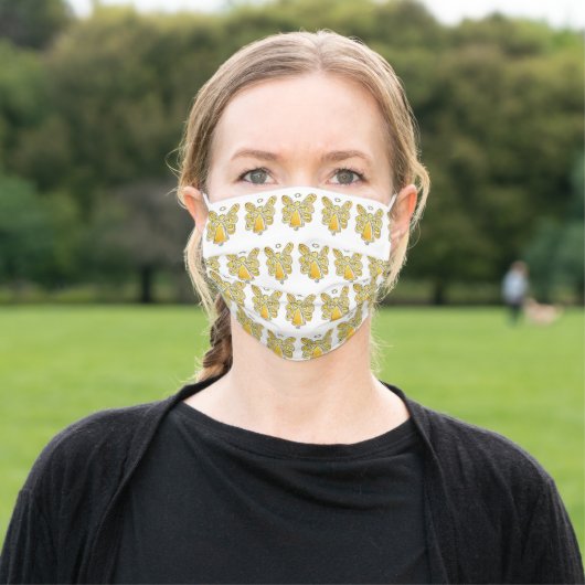 Yellow Gold Guardian Angels Art Custom Face Masks (Outside)