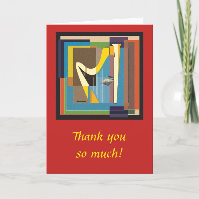 Yellow Gold Harp Thank You Greeting Card (Front)