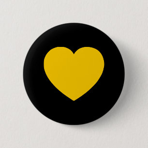 Yellow Gold Heart on Black Button
