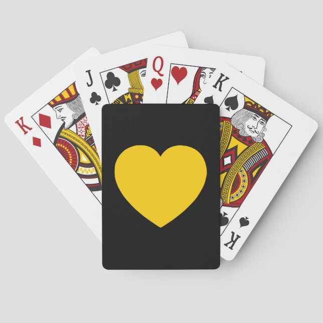 Yellow Gold Heart on Black Poker Cards (Back)