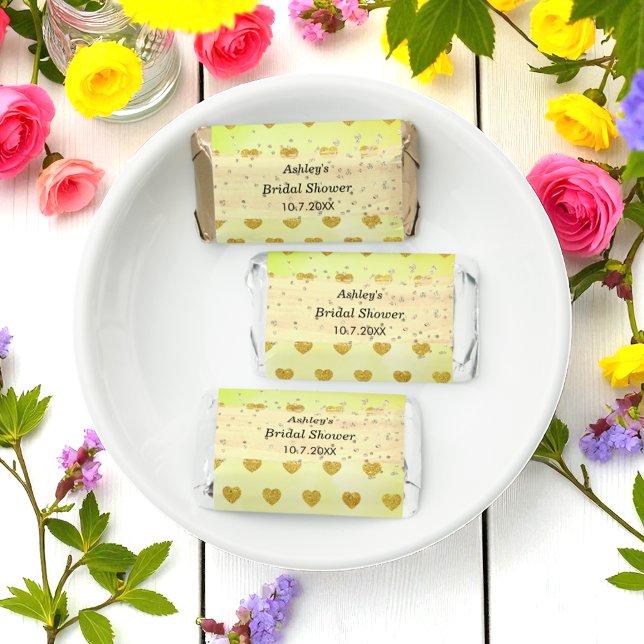 Yellow Gold Hearts Wedding Birthday  Hershey's Miniatures (Creator Uploaded)