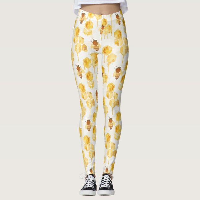 Yellow Gold Honey Bees Leggings (Front)