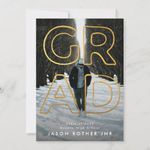 YELLOW GOLD LINE HOLLOW GRAD Contemporary Photo Announcement