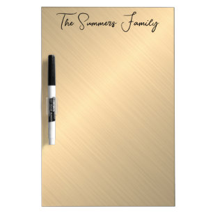 Yellow Gold Look Brushed Metallic Monogram Dry Erase Board