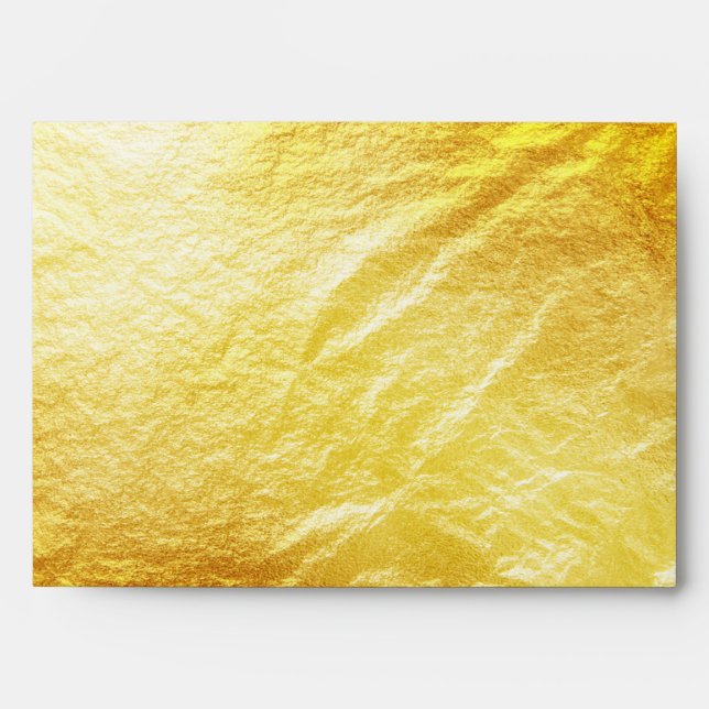 Yellow Gold Metal Foil Faux Glitter Wedding Envelope (Front)