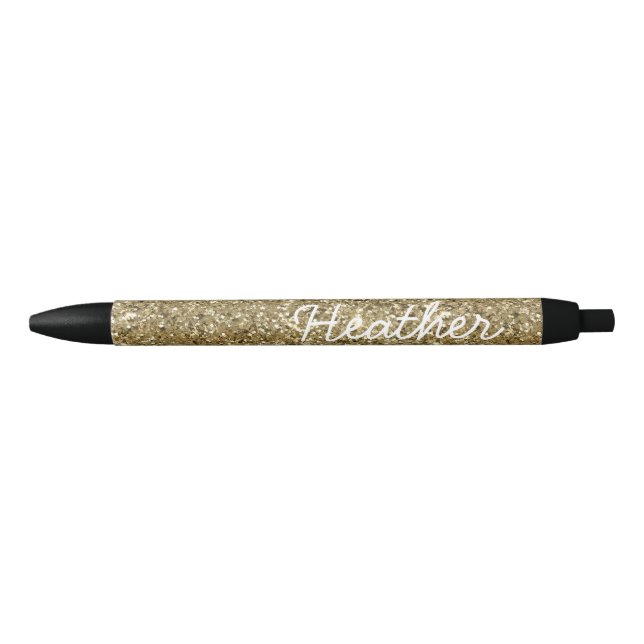 Yellow Gold Personalized Name  Glitter  Pen (Front)
