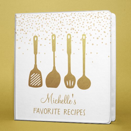 Yellow Gold Personalized Recipe CookBook 3 Ring Binder