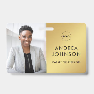 Yellow Gold Photo ID Card with Custom Logo Text Badge