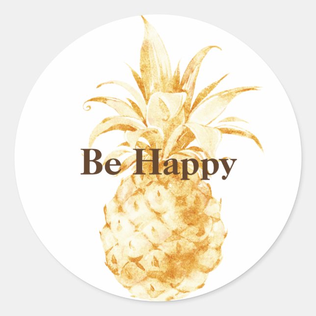 Yellow Gold Pineapple Confetti Classic Round Sticker (Front)