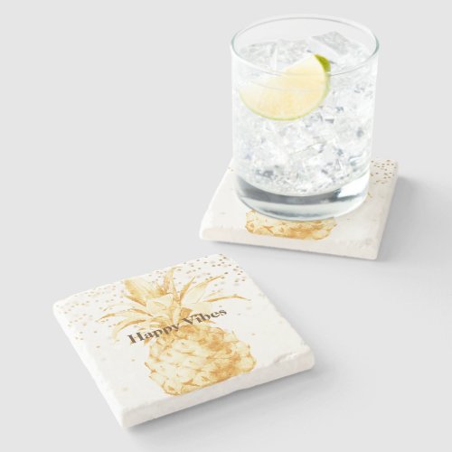 Yellow Gold Pineapple Stone Coaster