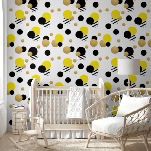 Yellow Gold Polka Dot Wallpaper