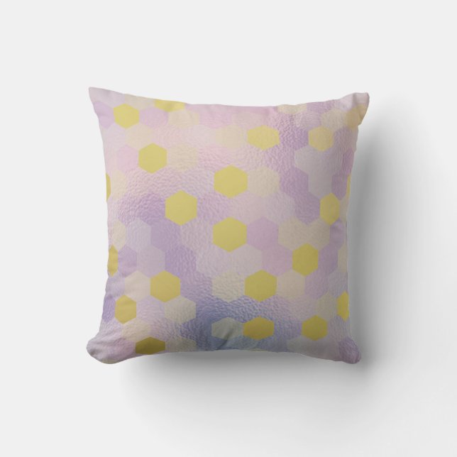 Yellow Gold Purple Lilac Honeycumb IT- DESIGN Throw Pillow (Front)