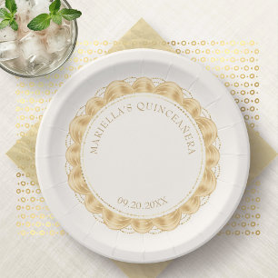 Yellow Gold Quinceanera Paper Plates