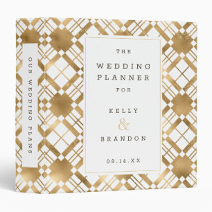 Yellow Gold Rustic Plaid Wedding Planner Binder