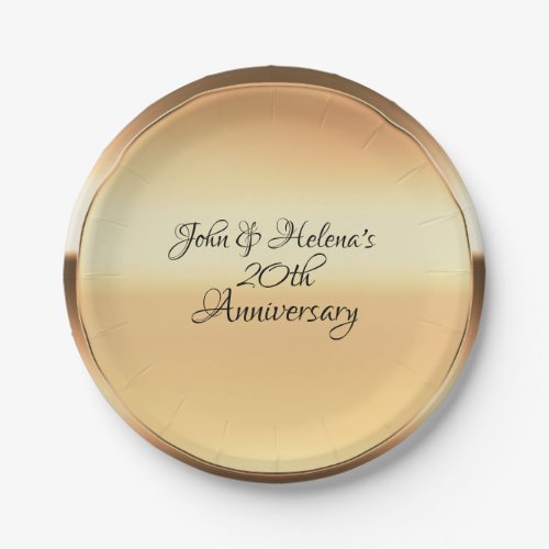 Yellow Gold Shine Personalized Custom Party Paper Plates