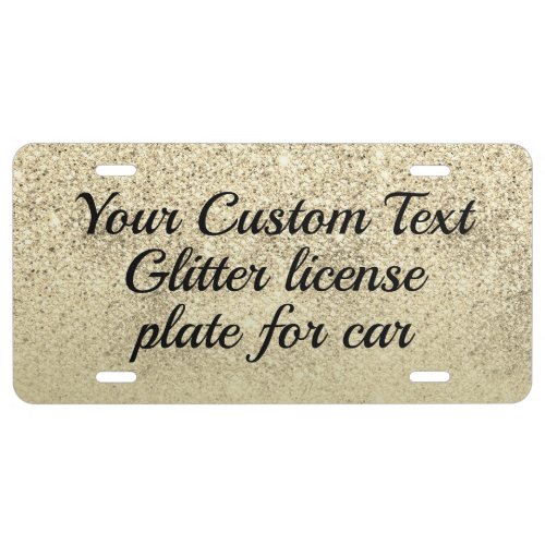 Yellow Gold Shiny Calligraphy Sparkle Bling License Plate