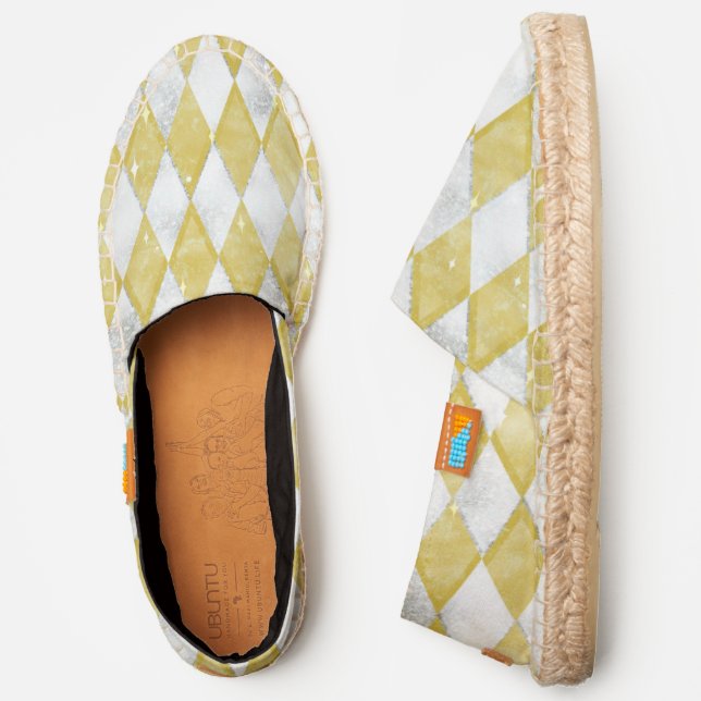 Yellow gold, silver white harlequin argyle diamond espadrilles (Side)