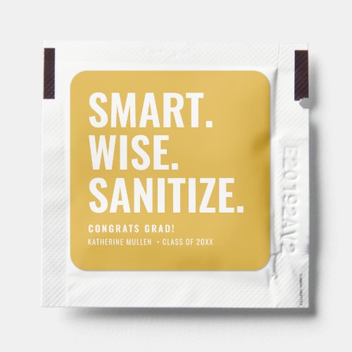 Yellow Gold Smart Wise Sanitize Graduation Hand Sanitizer Packet