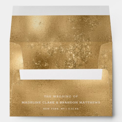 Yellow Gold Sparkle Foil Background Wedding Envelope