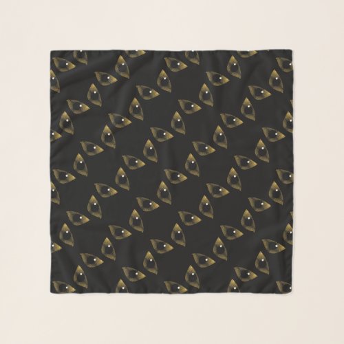 Yellow Gold sparkles Cats Eyes pattern black Scarf