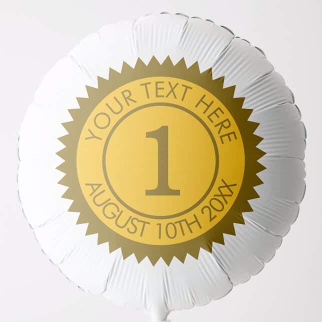 Yellow gold star champion winner 1st place custom balloon (Front)