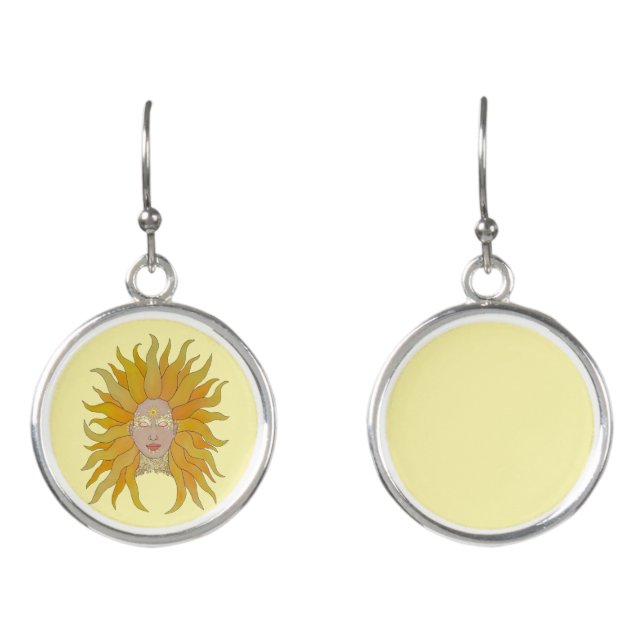 Yellow gold sun inspired earrings (Front)