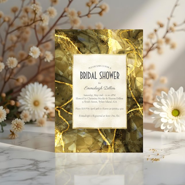 Yellow Gold Topaz Gemstone Cut Bridal Shower Invitation (Creator Uploaded)