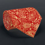 Yellow Gold Vintage Paisley Custom Red Background Neck Tie<br><div class="desc">Yellow gold tones vintage floral paisley seamless pattern on a dark red customizable background color.</div>