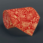Yellow Gold Vintage Paisley Custom Red Background Neck Tie<br><div class="desc">Yellow gold tones vintage floral paisley seamless pattern on a dark red customizable background color.</div>