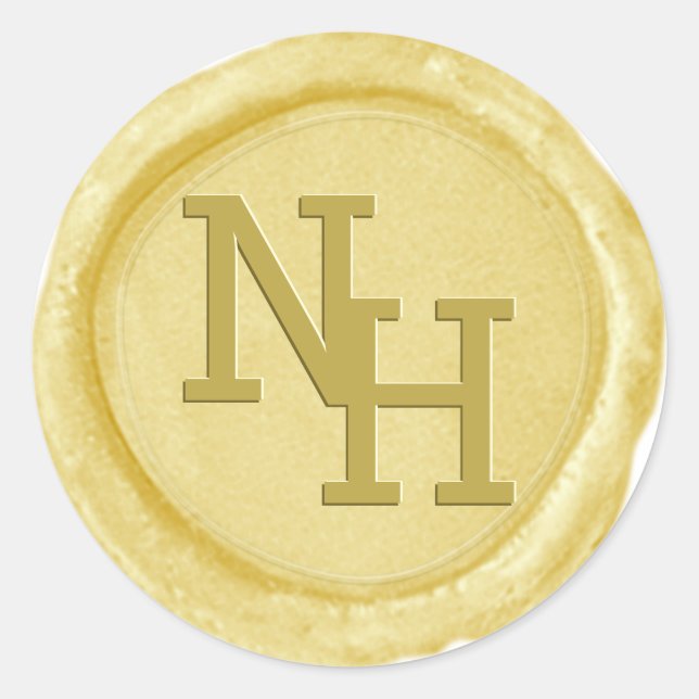 Yellow Gold Wax Seal Monogram Initials Sticker (Front)