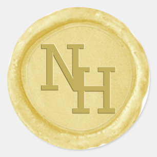 Yellow Gold Wax Seal Monogram Initials Sticker