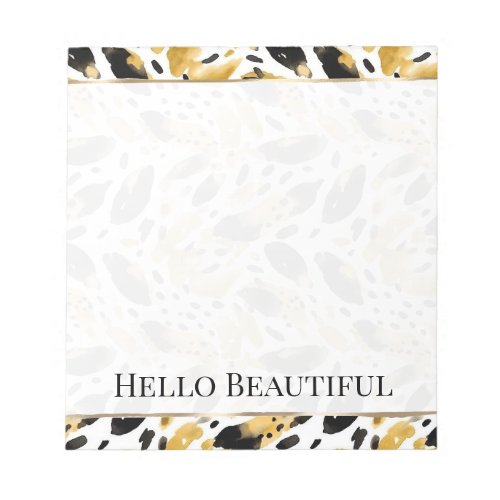 Yellow Gold White Black Leopard Animal Notepad