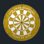 Yellow Gold & White Graduation | Custom Text Dart Board<br><div class="desc">Change the background color to the school color and personalize the text as needed. Congratulate the grad in your life with your desired messages such as "CON-GRAD-ULATIONS CLASS OF 20XX". This dartboard would be great to double as an activity to have at the graduation party as well as a graduation...</div>