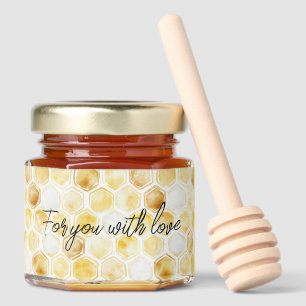 Yellow Gold White Honey Wedding Honey Jar Favors