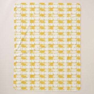 Yellow Gold White Plaid Stripes Birthday Sherpa Blanket