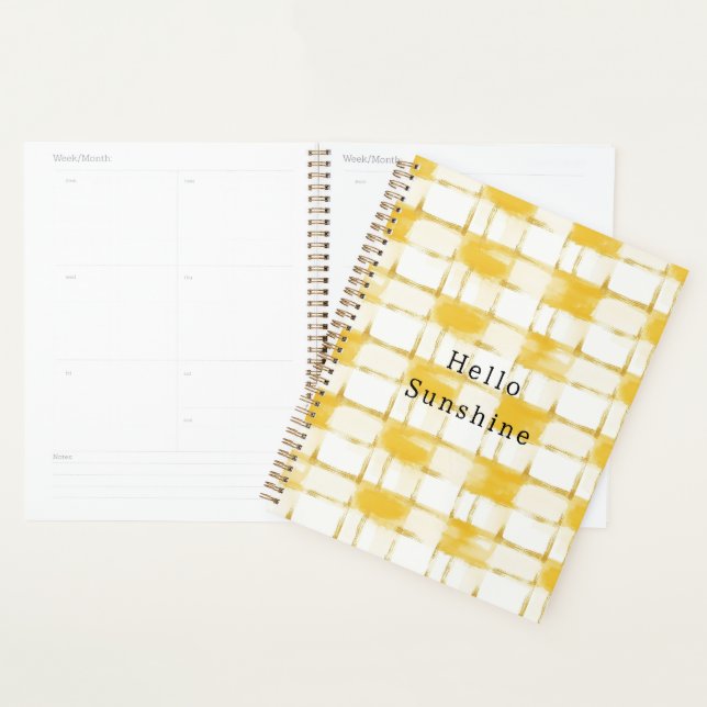 Yellow Gold White Plaid Stripes   Planner (Display)