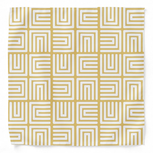 yellow gold white Tribal African head wrap Bandana (Front)