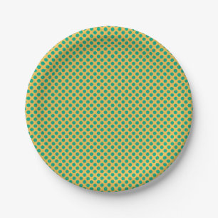 Yellow Gold with Emerald Green Polka Dots STaylor Paper Plates